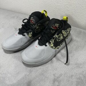 Size 5 Youth Nike Team Hustle D9 DIGI (GS) LT Smoke Grey/Black Lace Up Sneakers